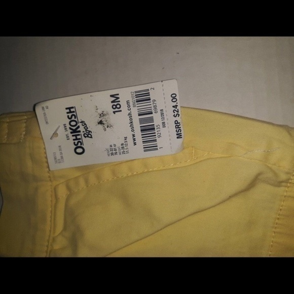 EST 1895 Oshkosh Bgosh Size 18 Months Baby Girls Yellow Shorts NWT MSRP $24 - Picture 2 of 6